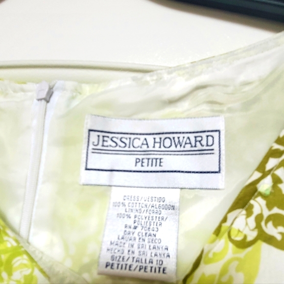 Jessica Howard Beautiful Green Print Dress Sz-10 Petite - Picture 6 of 12